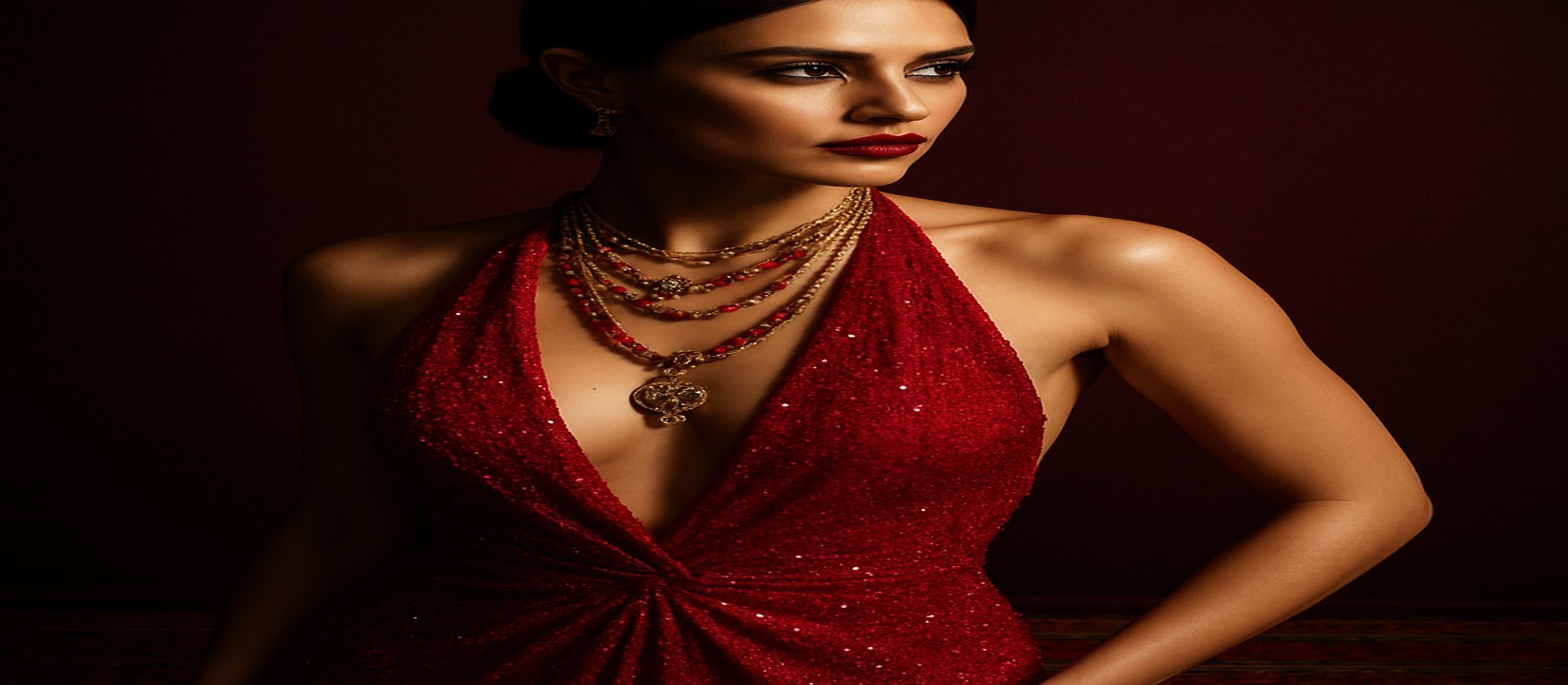 kiriya গেমিং প্ল্যাটফর্ম-এ একটি সুন্দর লাল পোশাক পরা নারী ডিলার