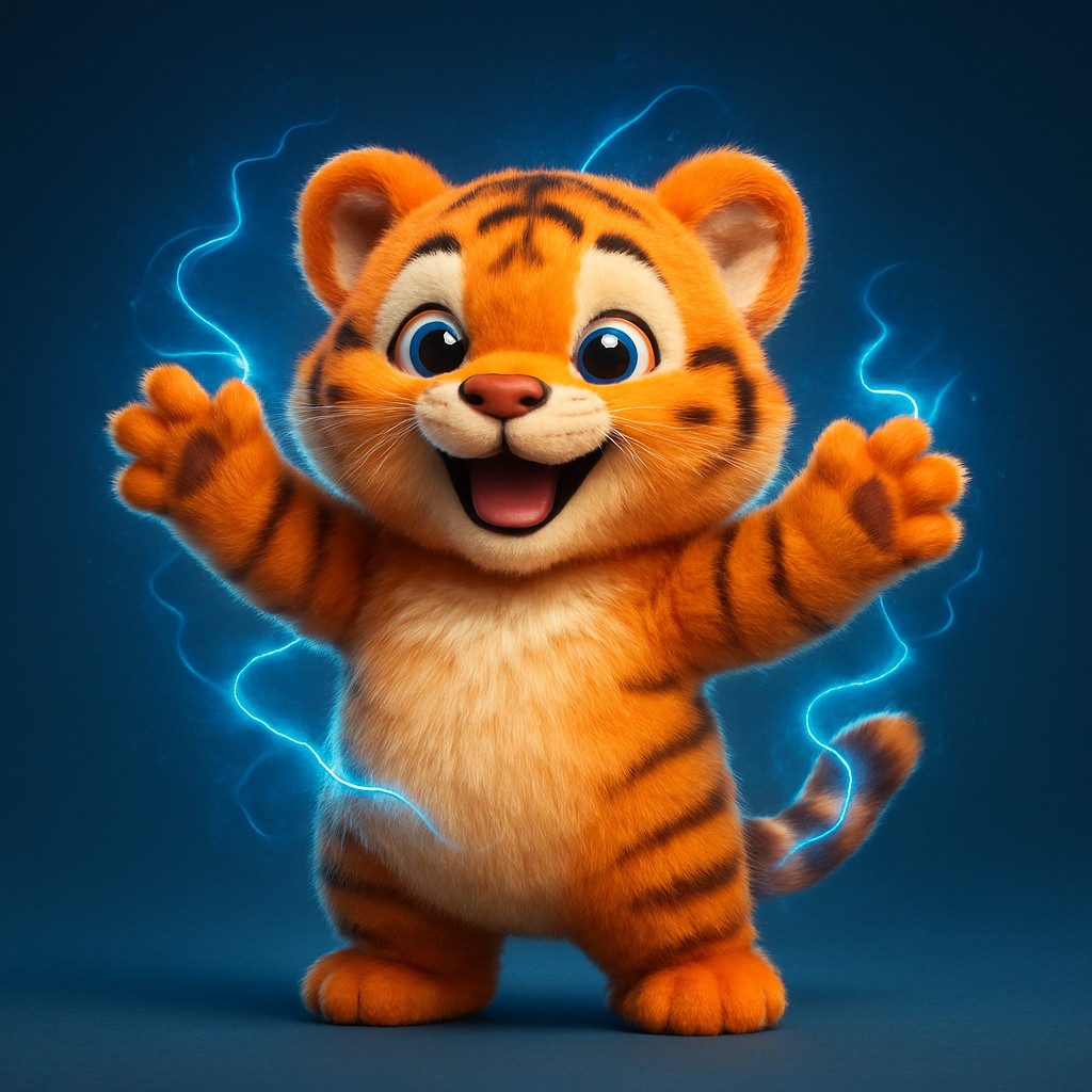 kiriya এ লগইন করার পরে একটি মিষ্টি কার্টুন বাঘের বাচ্চা জাদুকরী আলো ছড়ায়